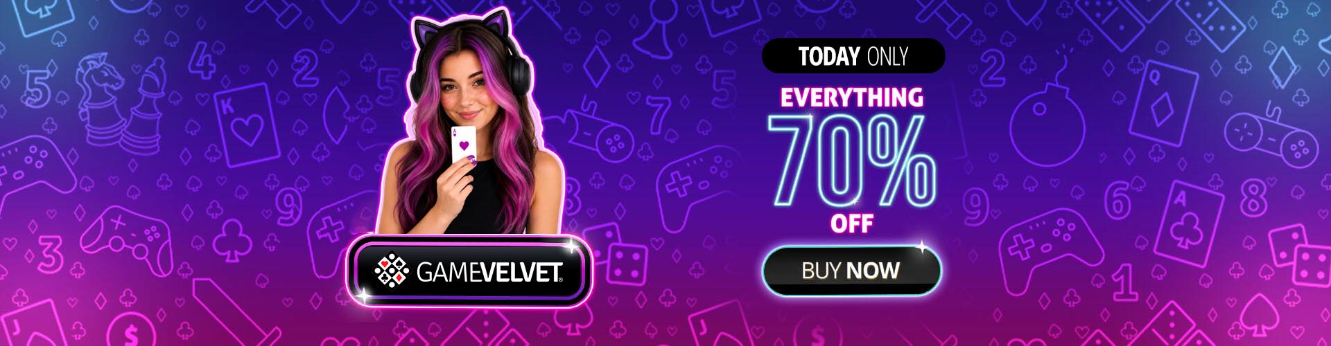 It?s our way to say thanks: enjoy 70% off everything in GameVelvet!