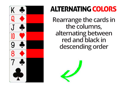 Alternating colors in the columns of the Solitaire game